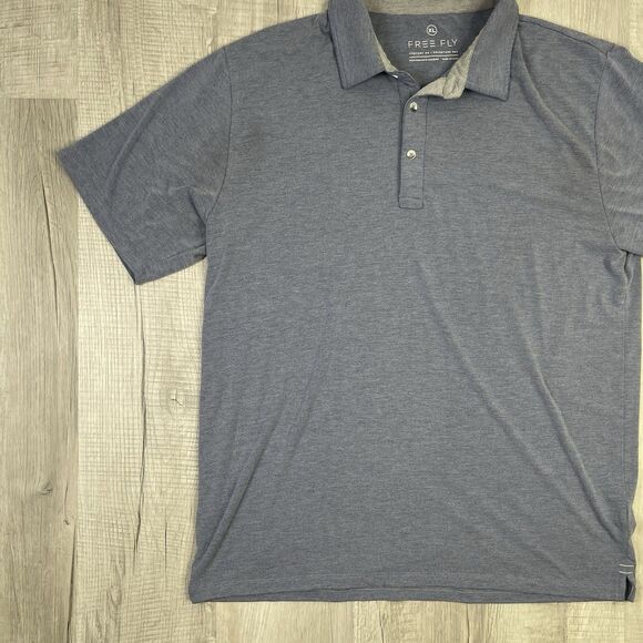 Free Fly Shirt Mens XL Blue Polo Performance Bamboo Short Sleeve Casual Golf J - Picture 2 of 9